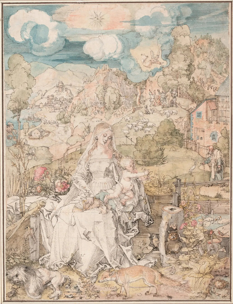 Maria wśród tłumu zwierząt - Albrecht Dürer