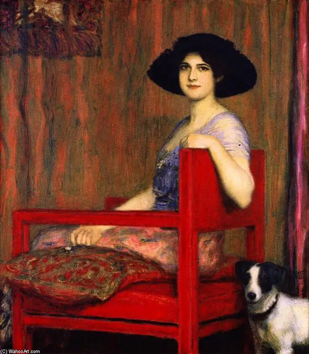 Marie na czerwonym krześle - Franz Von Stuck