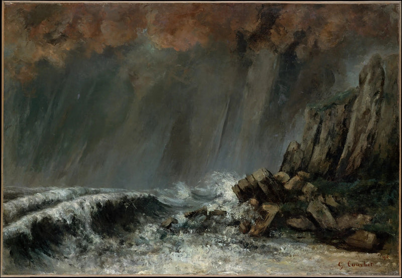 Morska: Wirująca burza morska - Gustave Courbet
