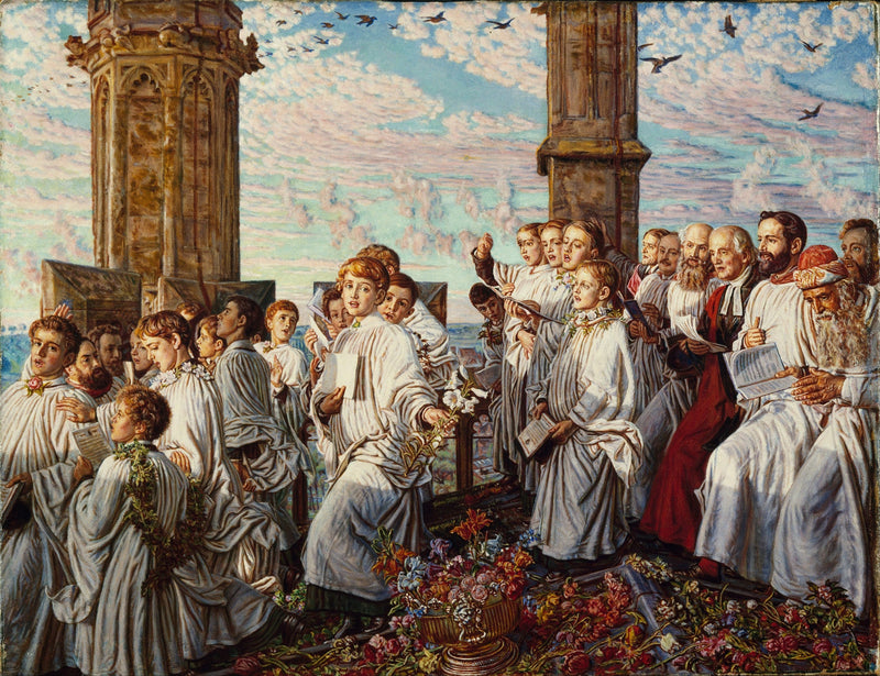 Poranek w maju na wieży Magdalen College, Oxford, dawny coroczny ceremoniał - William Holman Hunt