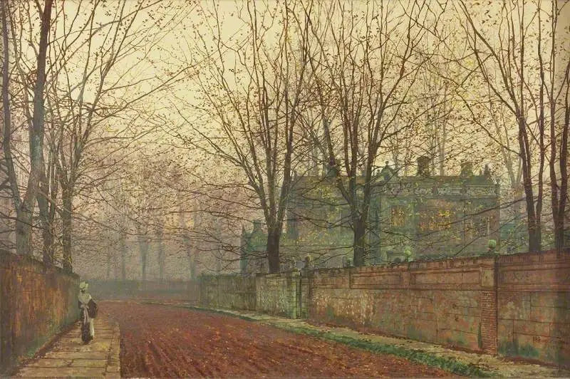 Poranny listopad, Knostrop Hall, Leeds - John Atkinson Grimshaw