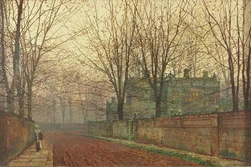 Poranny listopad, Knostrop Hall, Leeds - John Atkinson Grimshaw