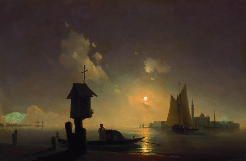 Meereslandschaft mit einem betenden Mönch - Ivan Aïvazovski image 1 copie peinte à la main à l’huile
