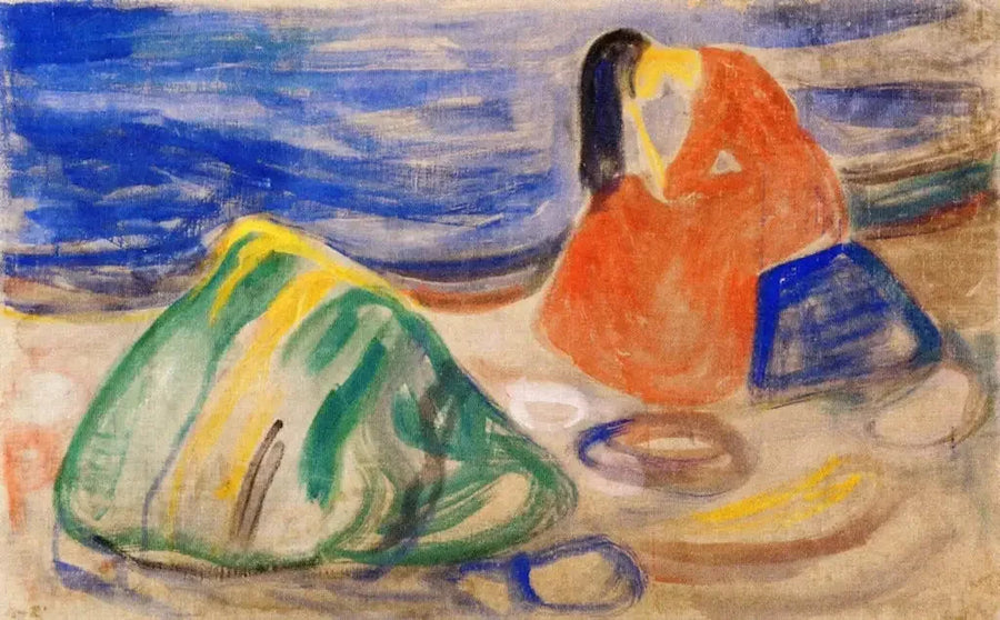 Melancholia. Kobieta płacząca na plaży - Edvard Munch