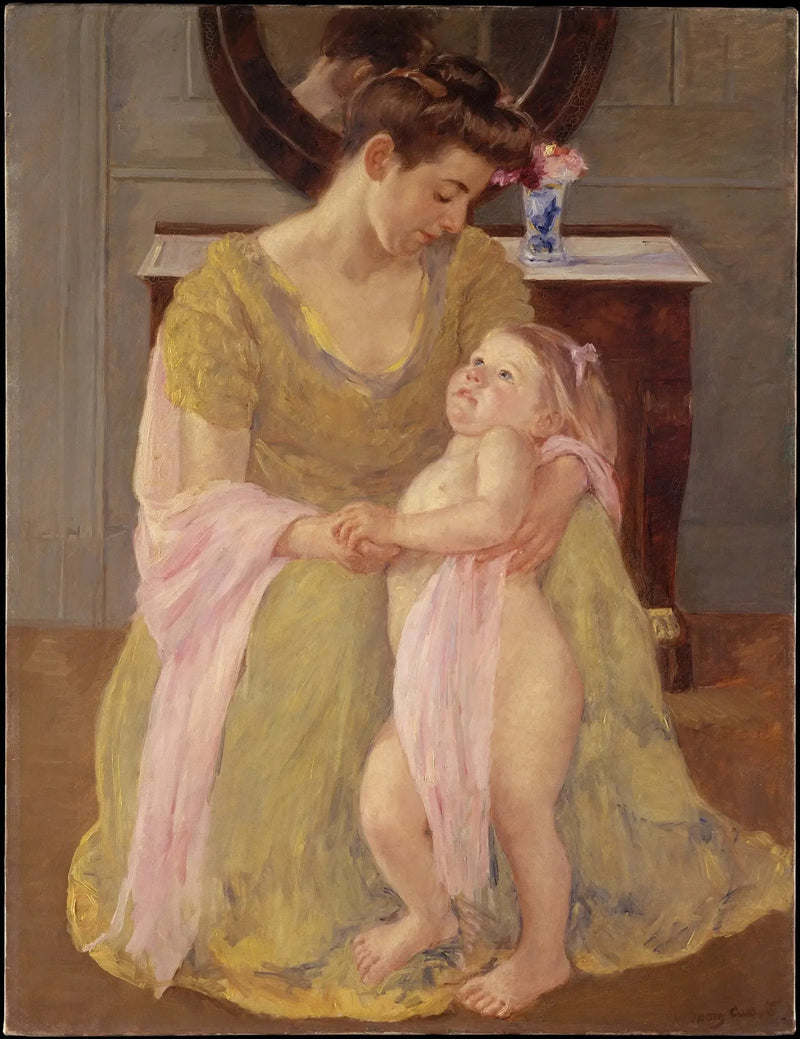 Matka i dziecko z różowym szalem - Mary Cassatt