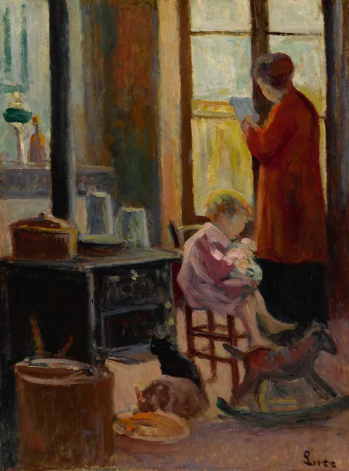 Matka i dziecko w kuchni - Maximilien Luce