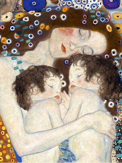 Reproduction du tableau « 👩‍👧‍👦 Mère et enfants – Version Light (Détail II de Les Trois Âges de la Femme) – Gustav Klimt (1905) » par Alpha Reproduction en peinture à l’huile