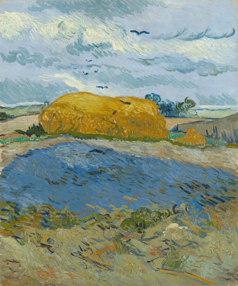 Stogi siana pod deszczowym niebem - Vincent van Gogh
