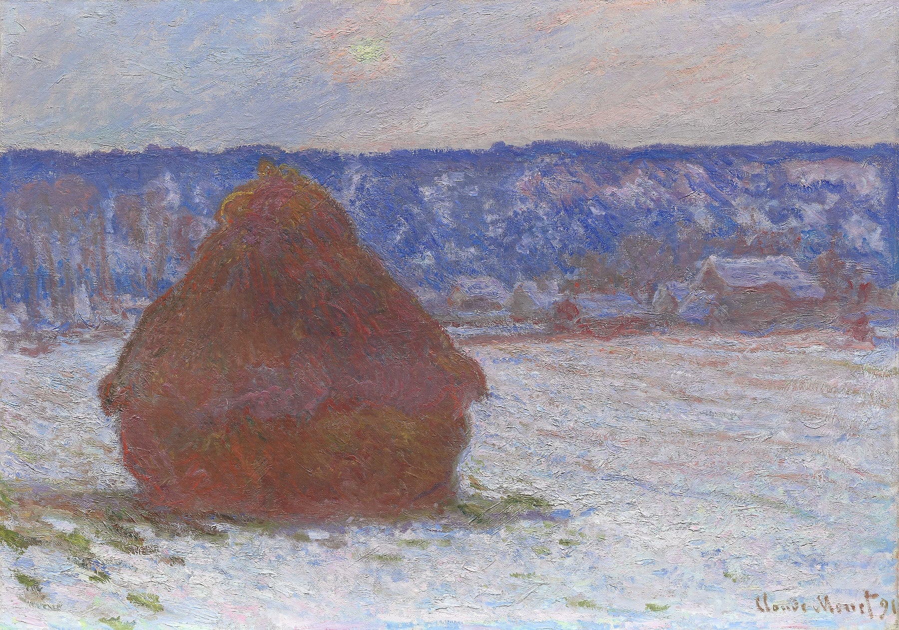 Meule, effet de neige, temps couvert W1281 de Claude Monet – Art Institute of Chicago 1933.1155