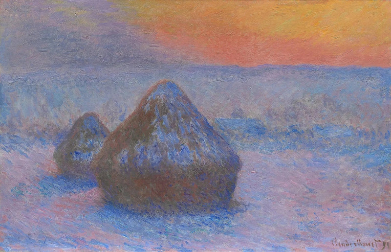 Szlifierki, zachód słońca, efekt śniegu W1278 - Claude Monet