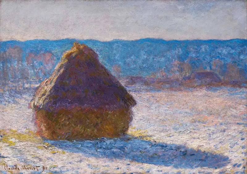 Młyny, efekt śniegu, rano - Claude Monet