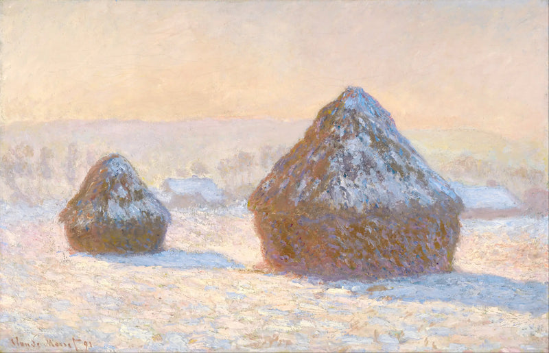 Młyny, efekt śniegu, rano - Claude Monet