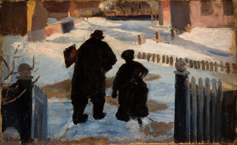 Michael Ancher udaje się do swojego studia w towarzystwie organistki Helene Christensen - Anna Ancher