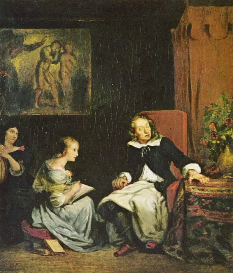 Milton dyktujący swoim córkom swój epicki poemat, „Raj utracony” - Eugène Delacroix