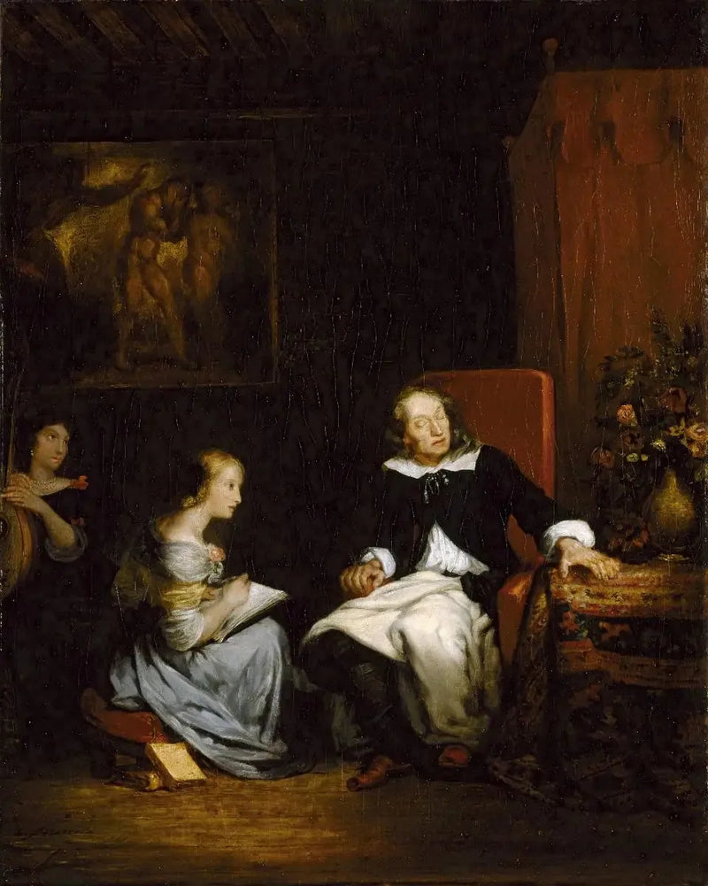 Milton dyktujący swoim córkom swój epicki poemat, „Raj utracony” - Eugène Delacroix