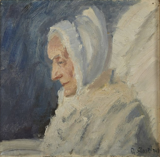 Pani Brøndum ubrana na biało. - Anna Ancher