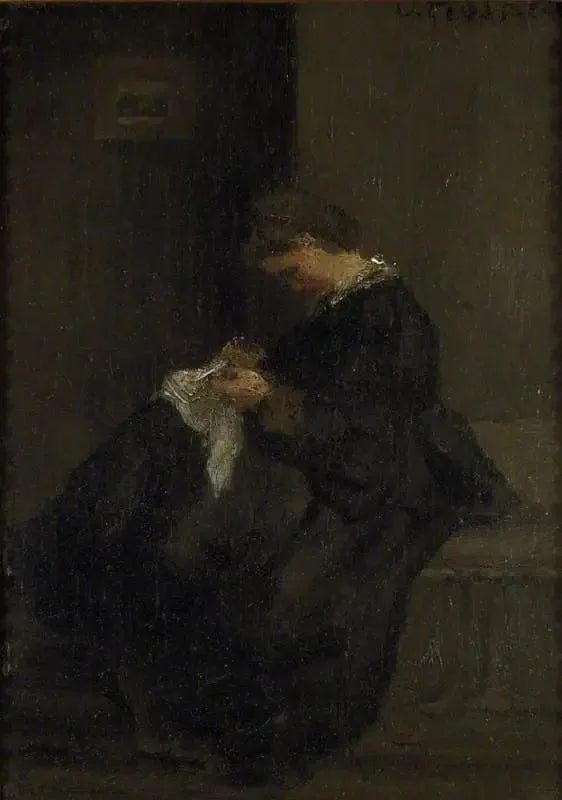 Pani Pissarro szyjąca - Camille Pissarro
