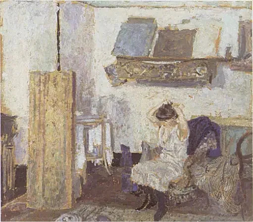 Model siedzący na fotelu, czeszący się - Édouard Vuillard