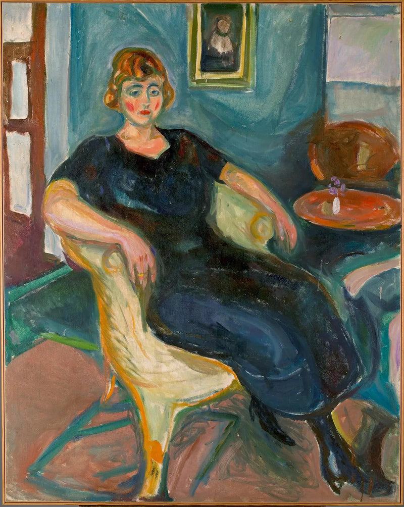 Model w fotelu z wikliny - Edvard Munch