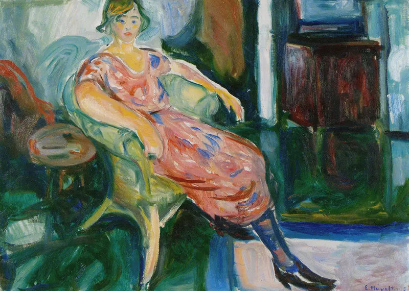 Model w fotelu z wikliny - Edvard Munch