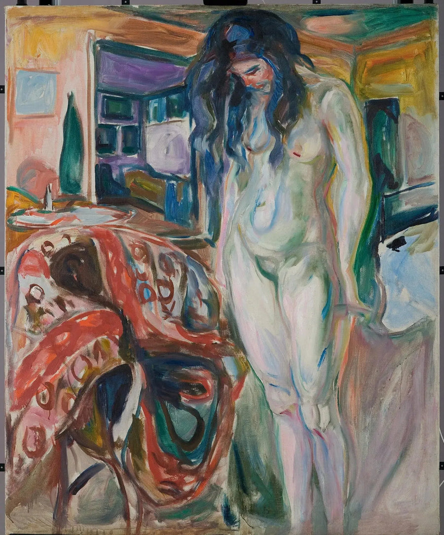 Model przy krześle z wikliny - Edvard Munch