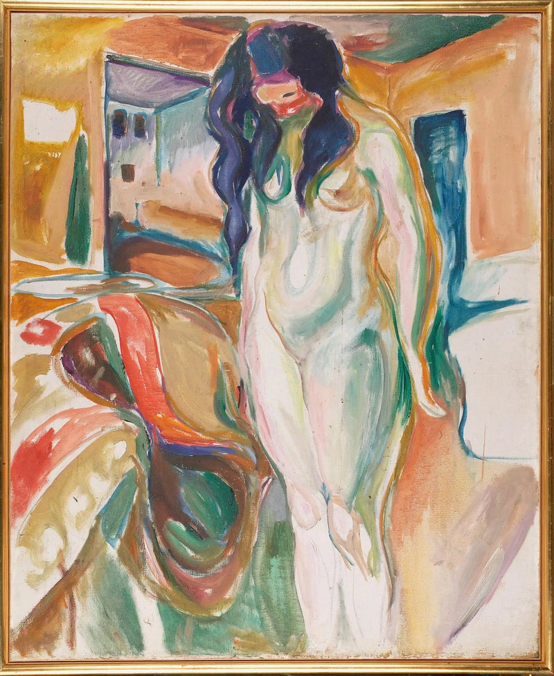 Model przy krześle z wikliny - Edvard Munch