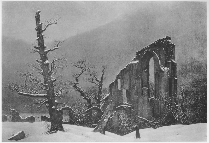 Mnich w śniegu - Caspar David Friedrich