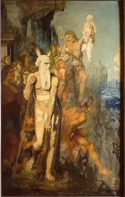 Mojżesz, patrząc na Ziemię Obiecaną, zdejmuję sandały - Gustave Moreau