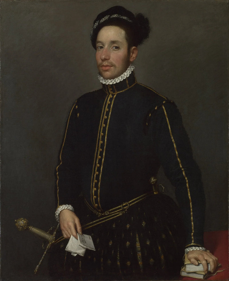 Monsieur lewostronny z dwoma in-quartos i listem - Giovanni Battista Moroni