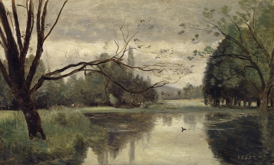 Mortefontaine. Staw z kaczkami - Jean-Baptiste Camille Corot