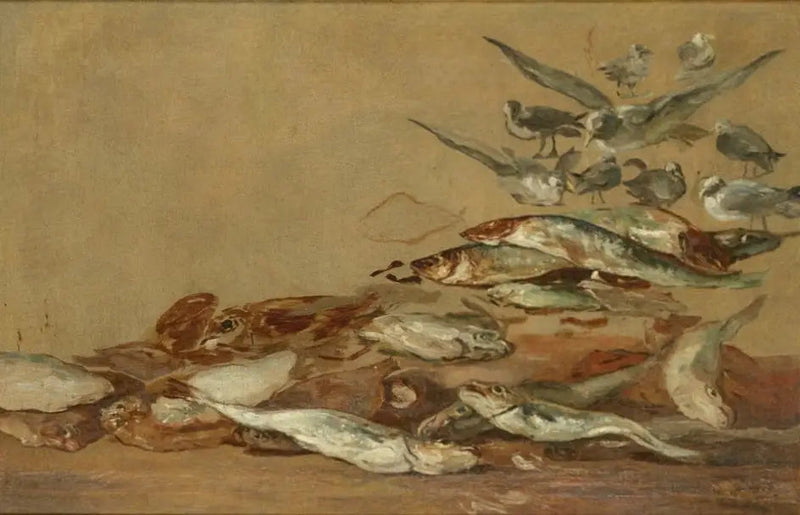 Mewy i ryby - Eugène Boudin