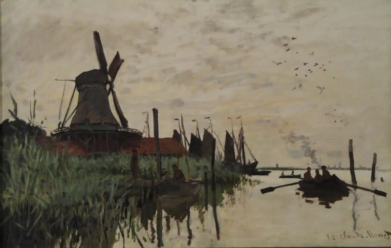 Wiatrak i łodzie w pobliżu Zaandam - Claude Monet