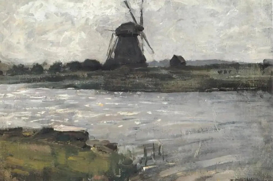 Młyn Oostzijdse widziany z nabrzeża farmy Landzicht - Piet Mondrian