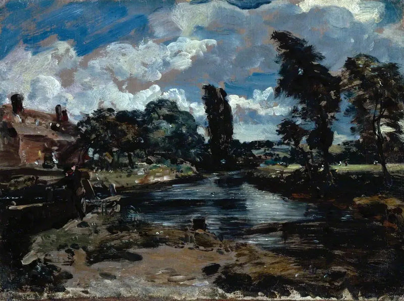 Młyn Flatford od śluzy na Stour - John Constable