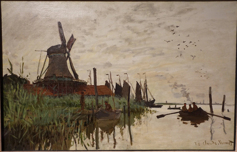 Wiatrak i łodzie w pobliżu Zaandam W177 - Claude Monet