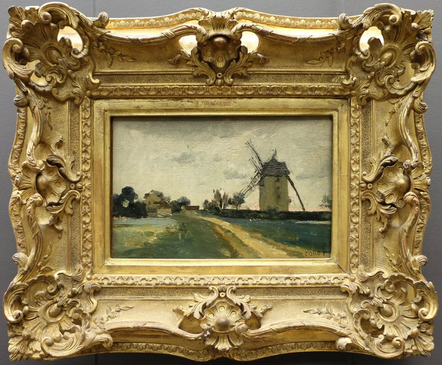 Podwójne wiatraki na wzgórzu Picardie - Jean-Baptiste Camille Corot
