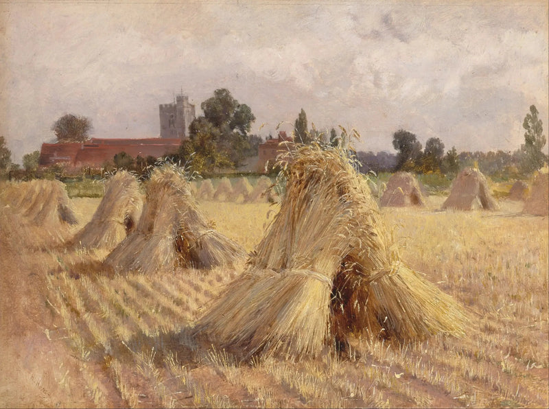 Kłosy kukurydzy w pobliżu kościoła w Bray - Heywood Hardy