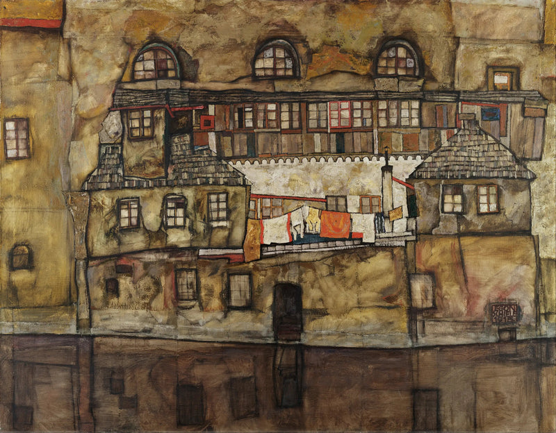 Ściana domu nad rzeką - Egon Schiele