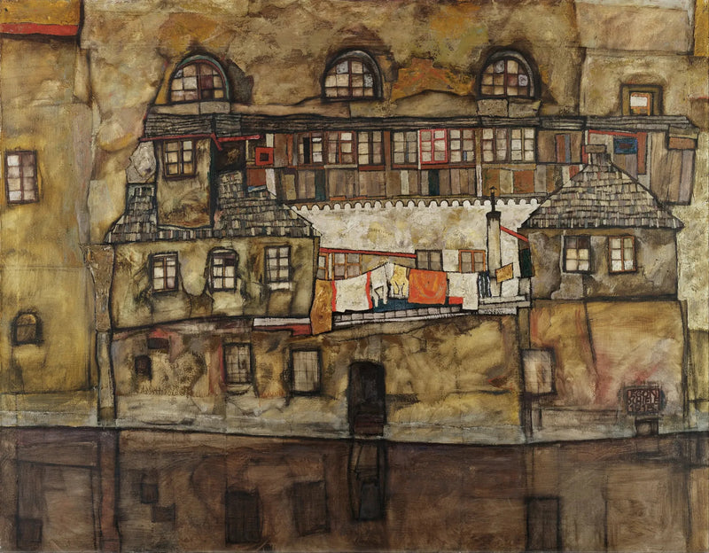 Ściana domu nad rzeką - Egon Schiele