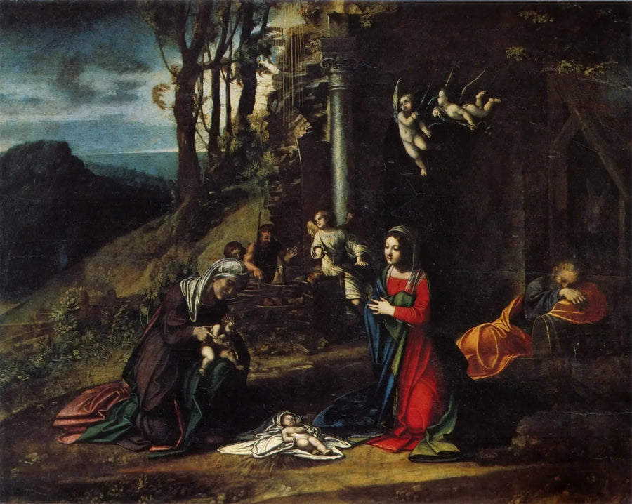 Szopka z świętą Elżbietą i świętym Janem - Antonio da Correggio