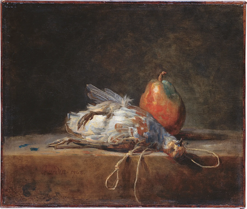 Martwa natura z przepiórką i gruszką - Jean Simeón Chardin