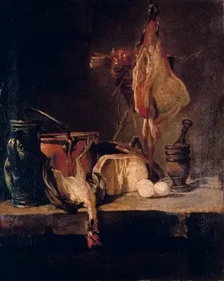 Martwa natura z płaszczką i koszykiem cebuli - Jean Simeón Chardin