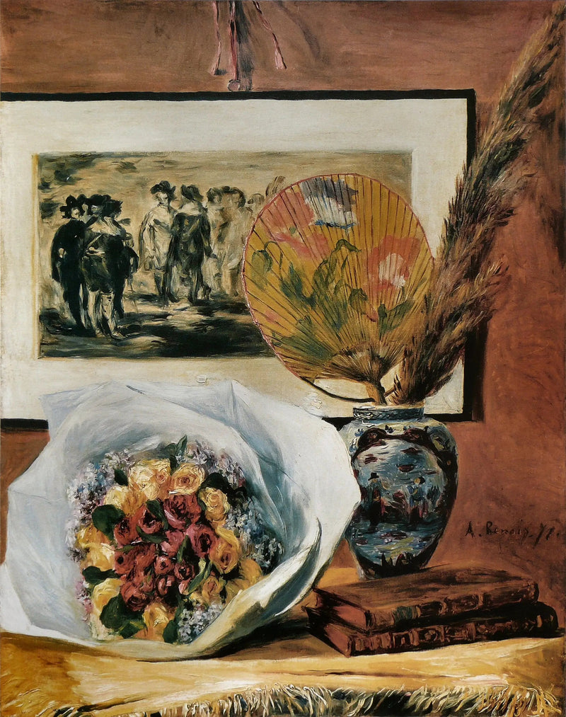 Martwa natura z bukietem i wachlarzem - Pierre-Auguste Renoir