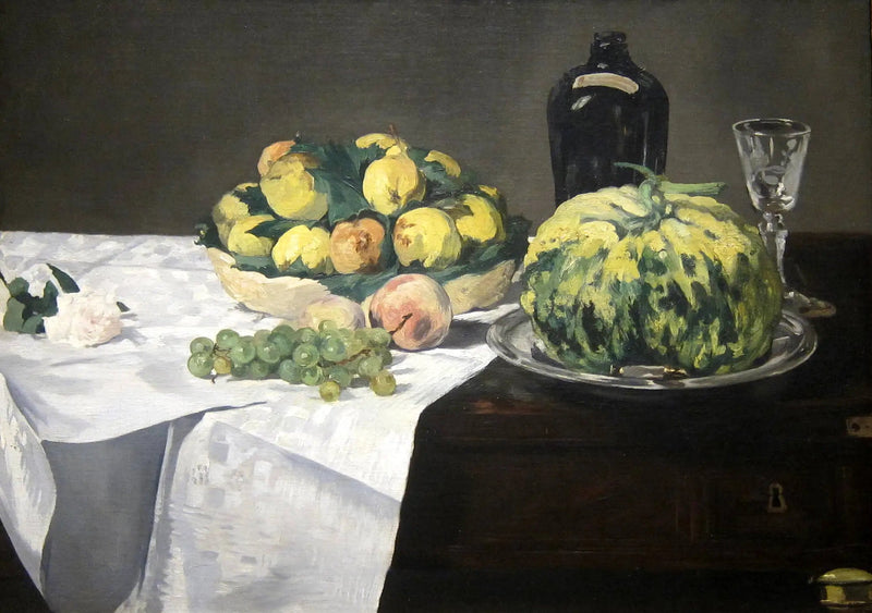 Martwa natura z melonem i brzoskwiniami - Édouard Manet