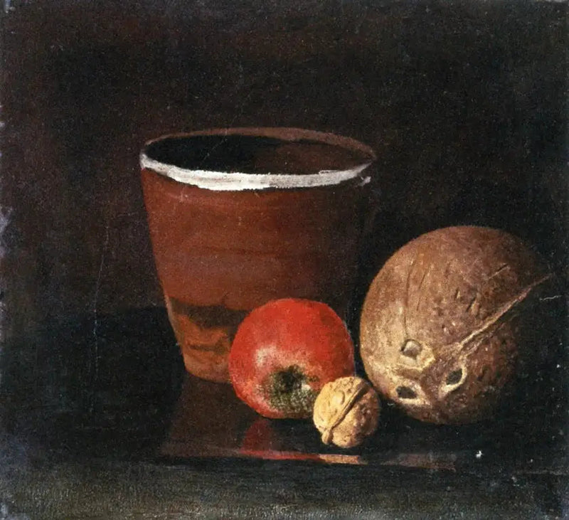 Martwa natura z garnkiem, jabłkiem, orzechem i kokosem - Edvard Munch