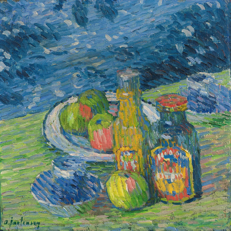 Martwa natura z butelkami i owocami - Aleksiej von Jawlensky