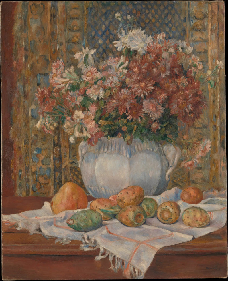 Martwa natura z kwiatami i figami kaktusa - Pierre-Auguste Renoir