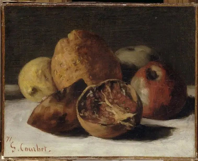 Martwa natura z owocami: jabłka i granaty - Gustave Courbet