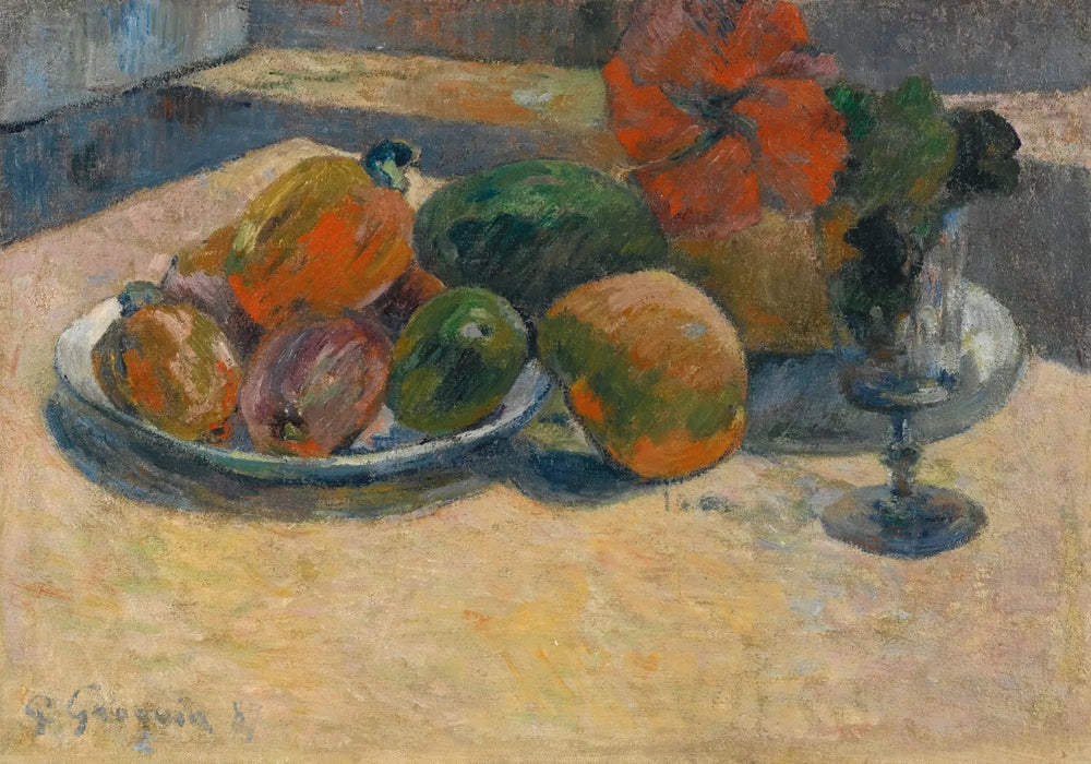 Reproduction du tableau « Nature morte aux mangues et à la fleur d'hibiscus - Paul Gauguin » par Alpha Reproduction en peinture à l’huile