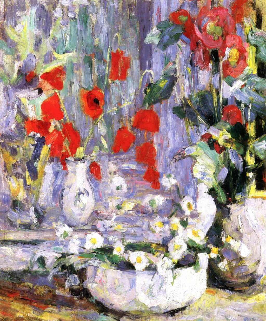 Nature morte aux pavots rouges – Joseph Raphael, peinture de coquelicots